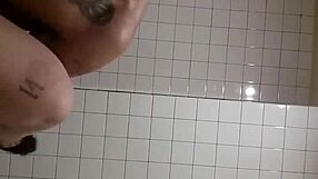 Anal bent over in the public bathroom, or is it a tease?