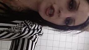 Anal bent over in the public bathroom, or is it a tease?