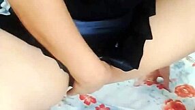 young asian student feels exposed showing pussy on webcam