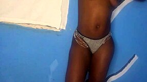 Watch This Ebony Babe Stroke Her Tight Pussy!