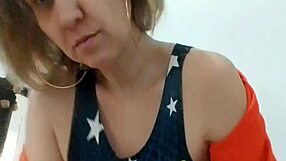 Blonde milf squirts in solo video call