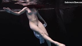 Aqua Girl Andrejka Strips Underwater And Swims