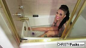 Sexy Christy Mack in Makeup Room Bath BTS with Tattoos and Boobs