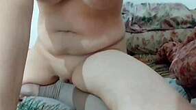 Blonde milf squirts in solo video call