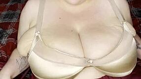 Peyton Thomas oils up her huge titties for wild action