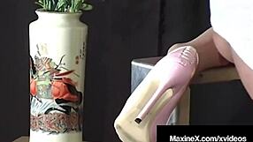 Busty Asian Maxine X endures a ratchet gag session