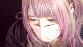 Beautiful Ladyboy Feels Intense Pleasure During Cat-Eared Crossdressing Masturbation