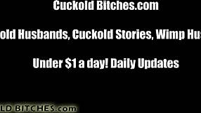 Femdom Wife Forces Cuckold to Suck Cock in POV.