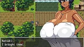 Tanned Natsuki Enjoys Naked Bath in Hentai Game