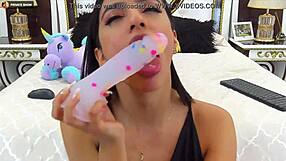 Perfect model blows on webcam in a steamy session