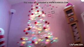 Lily Carter's Intense Squirting Christmas Masturbation Session