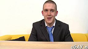 Sexy hunk sucks cock in bareback homo sex blowjob fucking