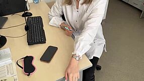 cute babe visits doctor and gets mouth filled with cum