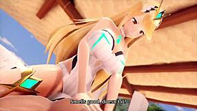 Feeling wild with Pyra and Mythra in 3D zombie island creampie!
