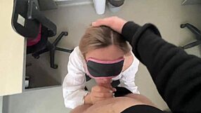 cute babe visits doctor and gets mouth filled with cum
