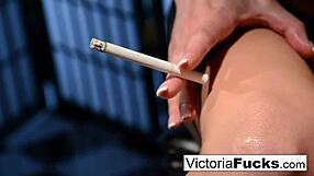 Victoria Flaunts Long Legs and Stunning Ass While Smoking