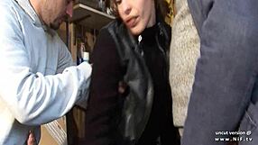 Horny French blonde slut gets hard anal and facials in wild 3some