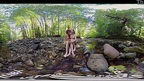 I watch Ana, Molly, and Belle in lesbian fun outdoors.