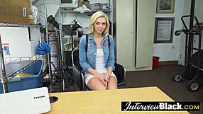 Petite blonde teen 18+ LOVE HUGE BLACK COCKS in her mouth