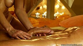 blonde milf gives intense handjob during turkish massage with big cock