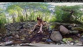 I watch Ana, Molly, and Belle in lesbian fun outdoors.