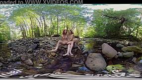 I watch Ana, Molly, and Belle in lesbian fun outdoors.