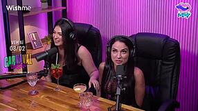 ela enjoyed the party with her friend in lingerie