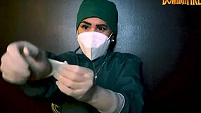 She dominates with latex gloves fetish