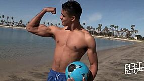 Mario performs blowjob on hunk in Sean Cody gay movie