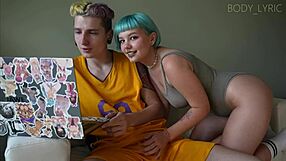 Tattooed teen struggles to take monster cock in doggystyle.