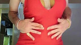 Sissy Ladyboy Teases With Her Big Tits While Masturbating.