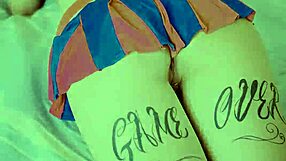 In Lollipop Chainsaw Cosplay, She's Chained In Costumes With Music Playing.