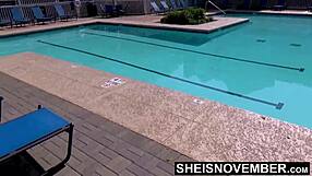 Hot Ebony Msnovember Undresses At Pool, Pulls Down Panties, Jiggles Bubble Butt