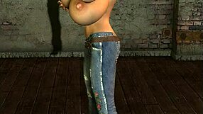 3d Cg Babe With Insanely Large Boobs In Heels And Jeans.