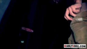 gay hunk rides gloryhole cock eagerly.