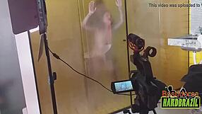 Rafaella Denardin shows off Brazil's biggest tits in steamy shower scene