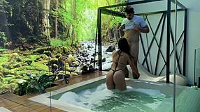 morena gets crazy horny in jacuzzi, riding toys with gaping ass and tattooed body in sheer