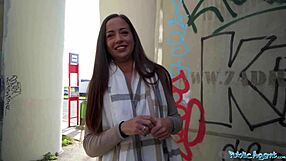 Public Agent Convinces British Brunette to Suck and Ride Fat Czech Cock Outdoors