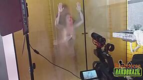 Rafaella Denardin shows off Brazil's biggest tits in steamy shower scene