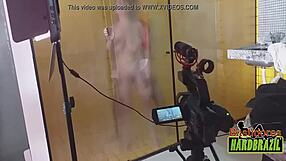 Rafaella Denardin shows off Brazil's biggest tits in steamy shower scene