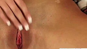 Brookeskye, blonde babe with natural tits, fingers her vagina to orgasm solo