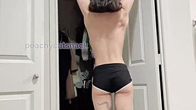 super strong petite 18+ asian muscle girl does pull-ups nude