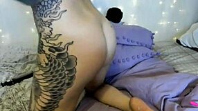 Tattooed teen practices homemade skills