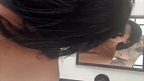 Brazilian Brunette Pamela Santos Sucks Matheus Castro's Cock Backstage