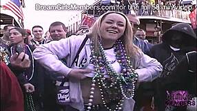 party girl flashing her nude body all day