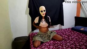 Brunette Student Dances Seductively On Bed Waiting For Halloween Sex With Boyfriend