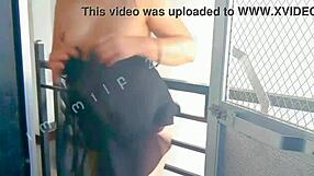 Asian girl feels wet outdoors