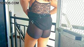 Asian girl feels wet outdoors