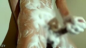 Japanese Boy Masturbates Naked in Bathroom Foam