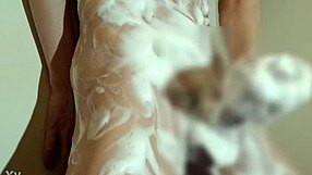 Japanese Boy Masturbates Naked in Bathroom Foam